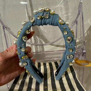 Lele Sadoughi Denim and Jewel Headband